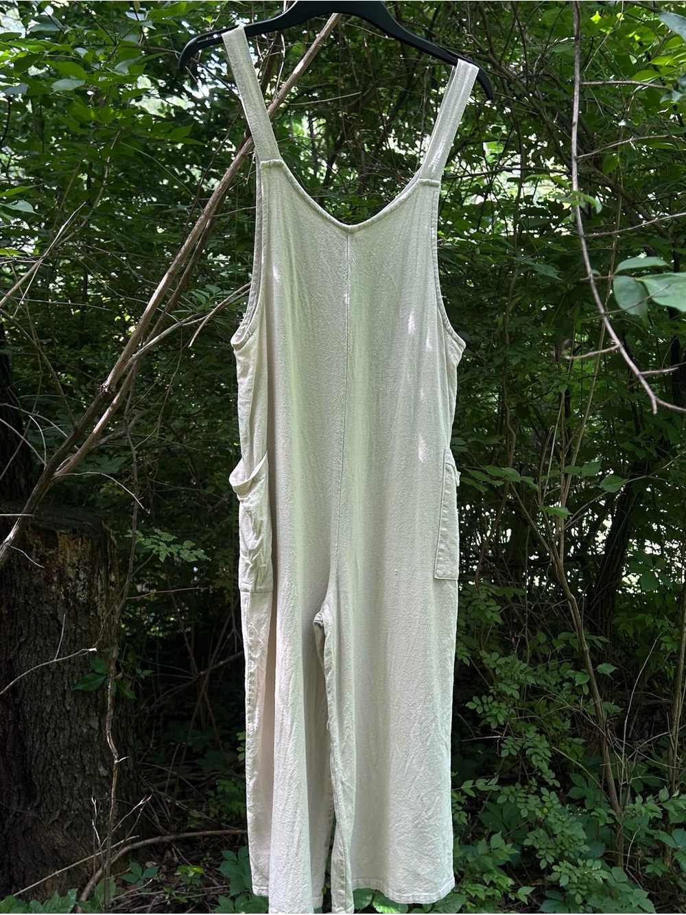 Hunter & Brown Beige Wide Leg Sleeveless Cropped Jumpsuit